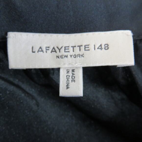 Lafayette 148 New York Porter Belted Dress Medium Long Sleeve Collared Black - Picture 10 of 12